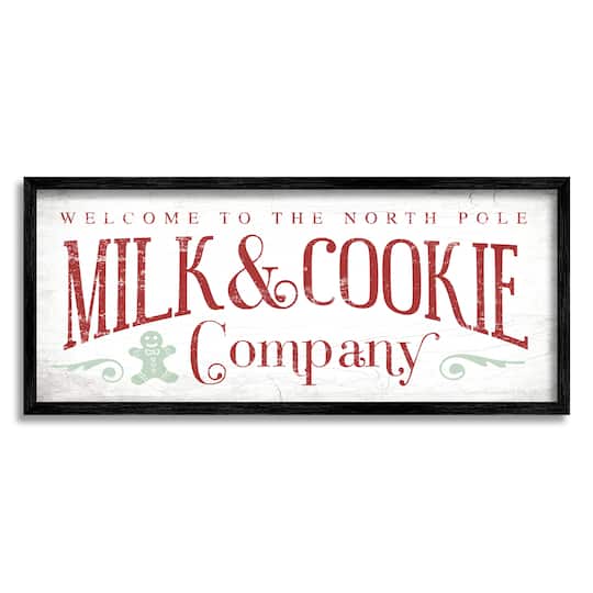 Stupell Industries Milk &#x26; Cookie Company Sign Framed Giclee Art